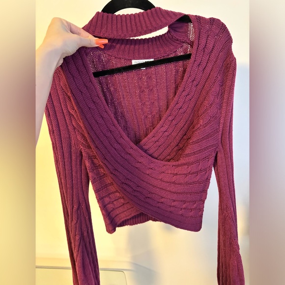 FASHION NOVA Half Way to You Sweater Top in Fuchsia - Picture 2 of 4